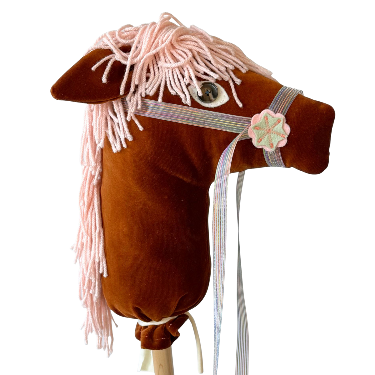 handmade brown velvet hobby horse