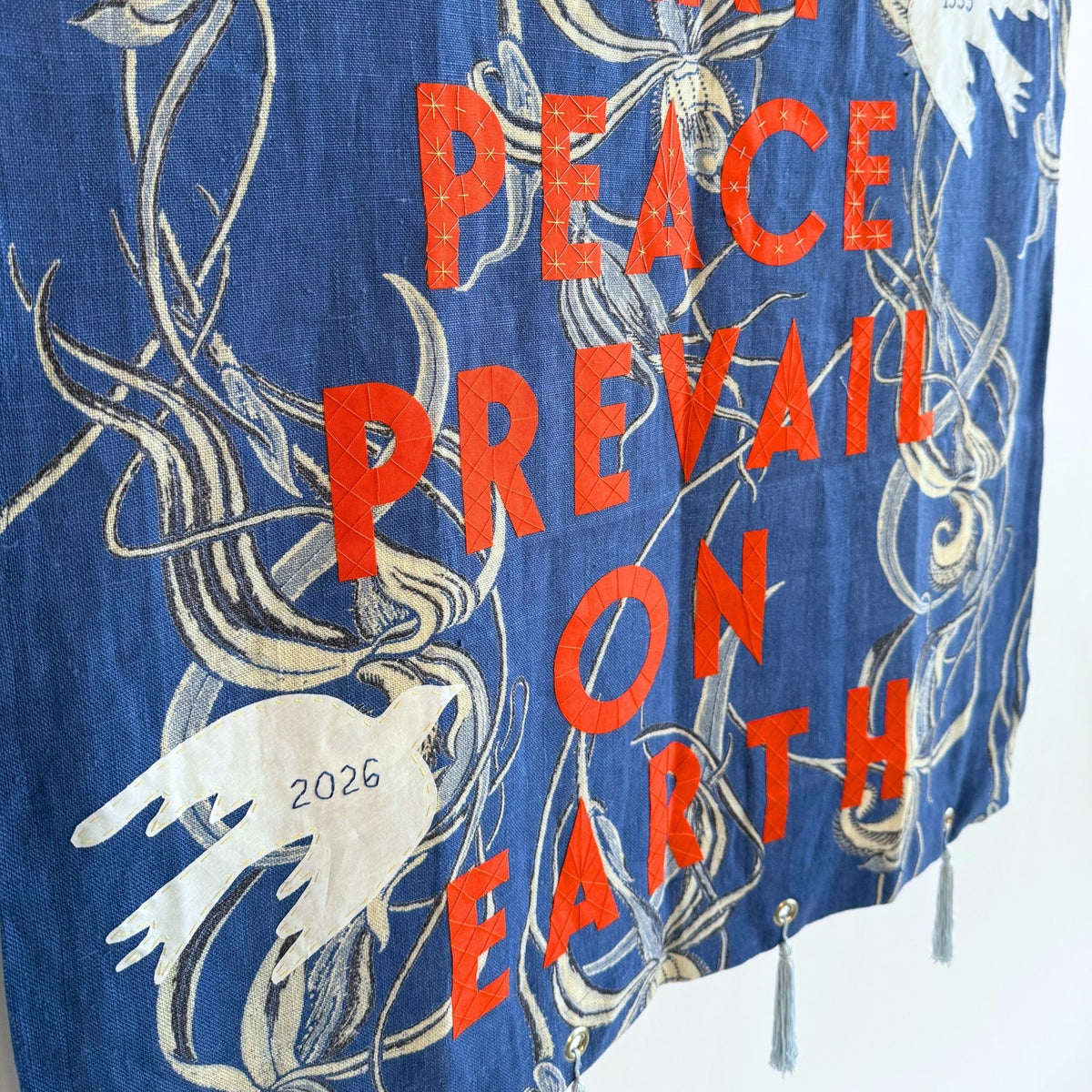 May Peace Prevail on Earth (blue linen)